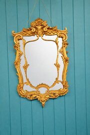 19th-century Gilt Wood Mirror Rococo Style H 85cm 