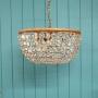 Antique Brass & Cut Glass Bag Chandelier 16