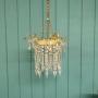 Antique Brass & Cut Glass Spike Chandelier 12