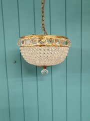 Antique Brass & Cut Glass Tapered Bag Chandelier 8"