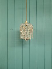 Antique Cut Glass Crystal Dome Chandelier 6"
