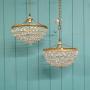 Antique Cut Glass Crystal Bag Chandelier
