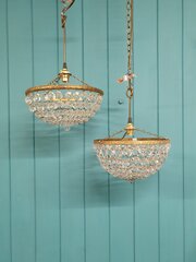 Antique Cut Glass Crystal Bag Chandelier