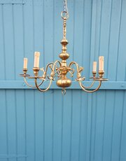  Antique Five Arm Dutch Flemish Chandelier