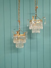 Antique Pair Spike Chandelier With Finials 9"