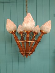 Art Deco Empire Torch 5 Light Chandelier 22"