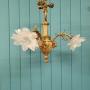 Brass and Glass Chandelier with Cherub Arms