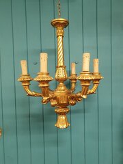 Circa 1890  Giltwood Six Arm Chandelier 24"
