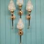 Four Antique Wall Lights with Empire Torch Flames