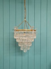  Four Tier Cut Glass Crystal Spike Chandelier 15"