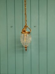 French Brass & Moulded Glass Lantern 5"