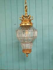 Large Dodecagon Antique Brass Hall Lantern 12"