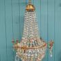 Large Early 20th Century Swag Chandelier Prisms