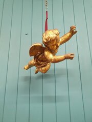 Late 19th Century Wooden Gilt Cherub 19"