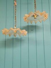 Pair Of Antique French Frilly Glass Pendants