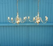 Pair Of Dutch Antique Chandeliers 26"