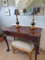 Pair Of Antique Gilt Brass Table Lamps