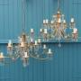  Pair of large two tier chandeliers cut glass 42