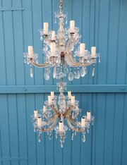 Pair Of Two Tear 12 Light Chandeliers 23"