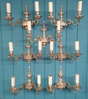 Set Of 7 Silverplated Early 20th Century Wall Lights