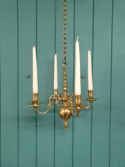 Small Brass Four Arm Candle Chandelier 13"