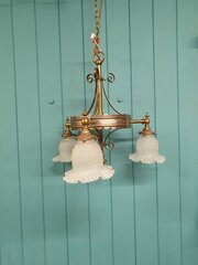 Three-Arm Coronet-Shaped Brass Chandelier 19"