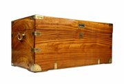 19th C Camphor Wood And Brass-Bound Campaign Trunk