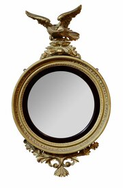  19th C Regency Circular Convex Giltwood Mirror