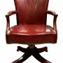 A Good Vintage Leather And Mahogany Swivel Chair