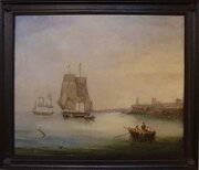Atmospheric Oil Painting Of A Coastal Scene, C1800