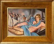  Art Deco Portrait Of Arlette Doucan Oil On Canvas