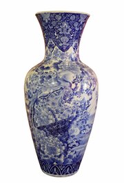 Exceptional Large Japanese Arita Blue & White Vase