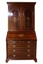 Fine William IV Inlaid Mahogany Bureau Bookcase