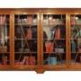 Large Edwardian Walnut Glazed Four-Door Bookcase
