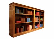 Large Oak Four-Section Library Bookcase With Book 