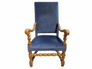 Late 19th-Century Walnut Fauteuil With Tall Back I