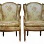 Pair of Antique French Giltwood Wingback Armchairs