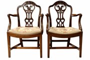 Pair Of Edwardian Chippendale Revival Armchairs