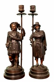 Pair Of Victorian Bronze Candlesticks 