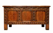 Panelled Oak Coffer With Carved Decoration, C.1900