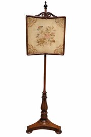 Regency Rosewood Pole Screen With Needlework Face 