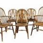 Set of 6 Elm & Beech Wheelback Chairs