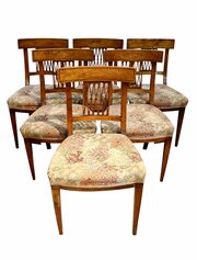 Set Of Six French Cherrywood Dining Chairs 