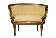 Small Giltwood Boudoir Sofa With Buttoned Curved B