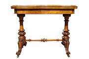 Victorian Burr Walnut Card Table 