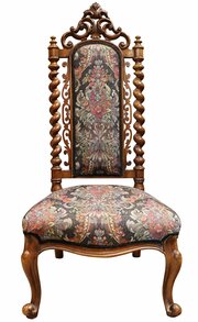  Victorian Carved Walnut And Tapestry Chair