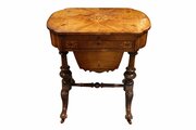Victorian Walnut And Inlaid Sewing And Work Table