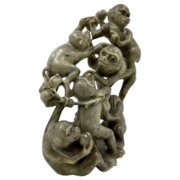 19th Century Chinese Soapstone Monkeys Carving 