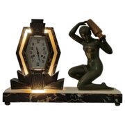 Art Deco Illuminated Clock With Water Carrier 