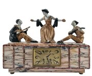 Art Deco Mantel Clock Pierrot And Columbine C.1920